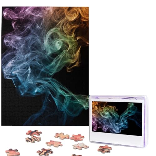 Rompecabezas de 500 piezas de imagen de madera personalizada de fotos, rompecabezas personalizado de imágenes, rompecabezas de humo psicodélico para adultos, familia, cumpleaños, Navidad, día de San