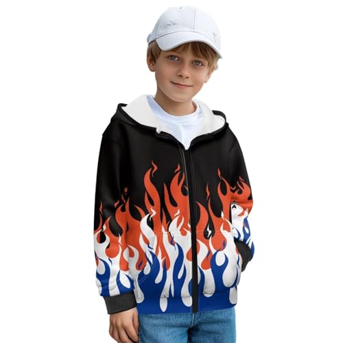 Rnyleeg Boys Jakets Lightweight Zip Up Hoodies for Boys Cardigan Sweatshirt Kids Long Sleeve Hooded Fall Winter Clothes S-XL