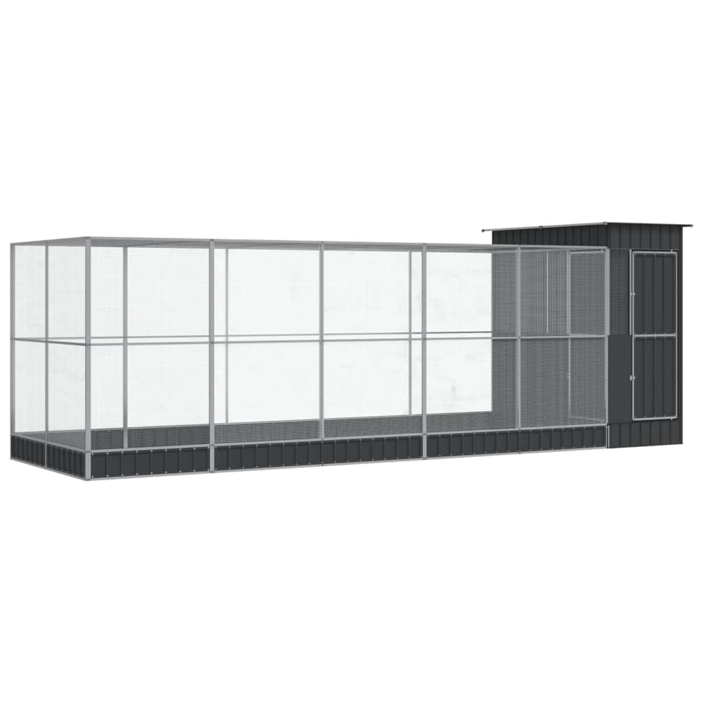 Generisch Voliere mit Erweiterung Silbern 623x203x216 cm Stahl,Tier- & Haustierbedarf,Haustierbedarf,Vogelbedarf,Vogelkäfige & -ständer-3214259