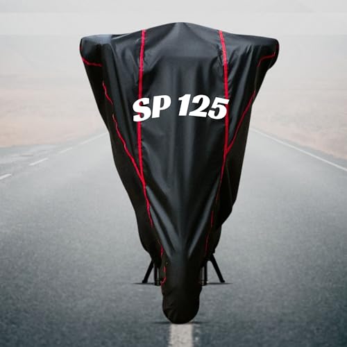 Image of Motorcycle Bike Body Cover for Outdoor Use - Heavy Fabric Water Resistant Two Wheeler Cover with UV, Dust & Rain Protection Compatible for SP 125