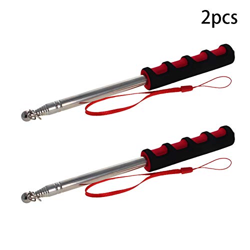 Image of Othmro 2Pcs Hollow Telescopic Teachers Pointer, Teaching Pointer Stick for Classroom, Metal Hand Retractable Pointer Extended Length 55.1 inch, Handheld Presenter Whiteboard Pointer (Red)