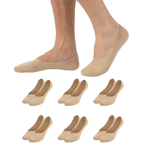 CALZITALY 6 Pairs Liner Cotton Socks Non Slip, Men's Casual No Show Invisible Socks, Italian Hosiery