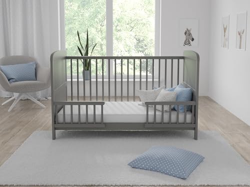 Love For Sleep Lit Bebe Evolutif 70x140cm Transformable avec Barrière de Sécurité Gris Maddox lit evolutif Bebe en Bois Lit évolutif Enfant - Baby Bed, lit...