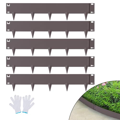 VEVOR Rasenkante 99 x 12,7 cm (5er-Set) Rasenkantenband aus Stahl Beeteinfassung Beetumrandung mit Dornen Mähkante Geeignet für Außengärten, Wege, Rasenflächen, Innenhöfe, Straßenränder und mehr