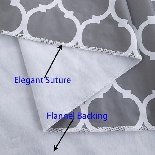 Image of Heavy Duty Vinyl Tablecloth with Flannel Backing Waterproof Oil-Proof Plastic Table Cloth Stain-Resistant Wipeable Rectangle or Square Table Cover for Indoor and Outdoor (Quatrefoil,52x70 Inch)