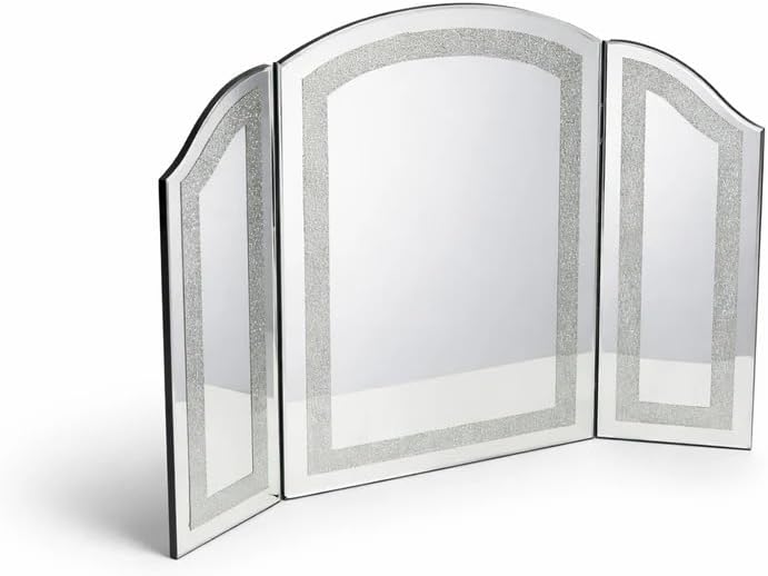 Modern Clear Venetian Dressing Table Mirror Stylish Tri-Fold Triple Mirror Kelsey Store