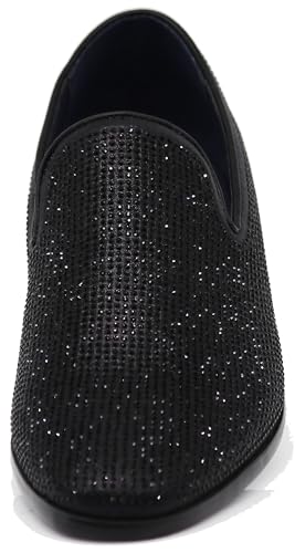 Image of SPK26 Men's Vintage Velvet Rhinestone Designer Dress Loafers Slip On Shoes Classic Tuxedo Dress Shoes