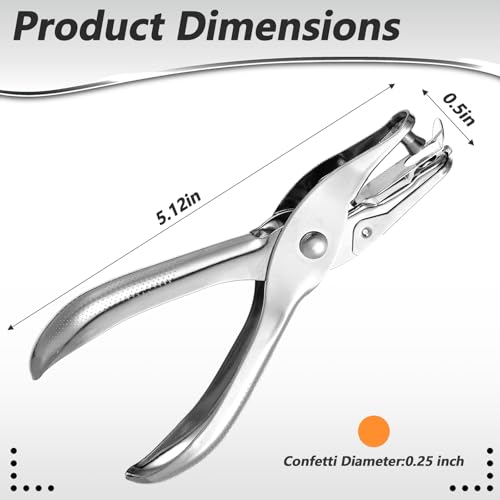 20 Pack 1 Hole Punch 1/4 Inch Single Hole Puncher Metal 5 Sheet Capacity Single Punch Set Back to School Silver Paper Punches for Greeting Cards Scrapbook Notebook Puncher Paper Hand Tool - Thumbnail 2