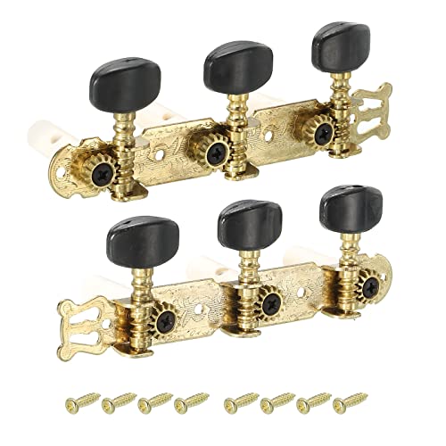 PATIKIL Acoustic Classical Guitar Machine Heads Tuning Keys Pegs String Tuners, Black Buttons, 1 Set, /