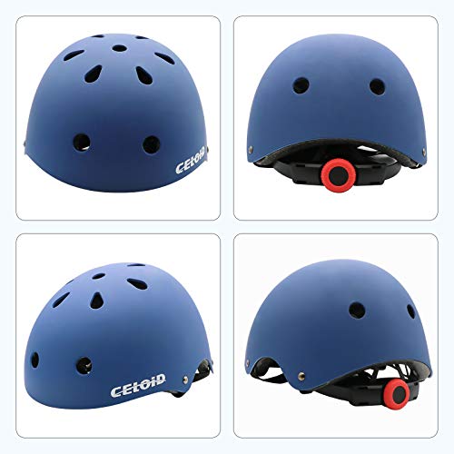 CELOID Kids Helmet Pad Set,Adjustable Kids Skateboard Bike Helmet Knee & Elbow Pads Wrist Guards 8-14yrs Youth Protective Gear Set for Girls Boys Bicycle Bike Roller Skating Scooter Rollerblade Sport - Thumbnail 2