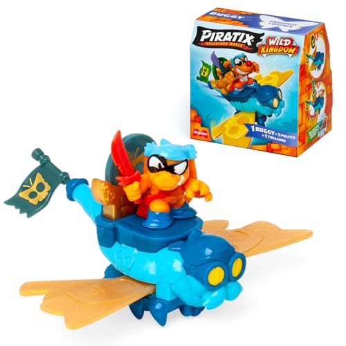 PIRATIX ADVENTURE WORLD Serie Wild Kingdom – 1 vehículo Jungle Buggy. Cada Caja Tiene 1 Buggy Sorpresa, 1 Piratix Sorpresa y 1 Accesorio, 1 Bandera y 1 Tesoro Exclusivo Que cambian de Color
