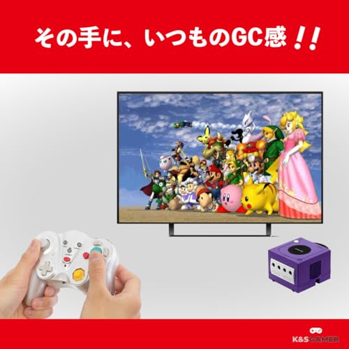 【K&SGAMER】 ゲームキューブ Wii 対応 GC コントローラー （Switch1/2は接続タップが必要） (ブラック)