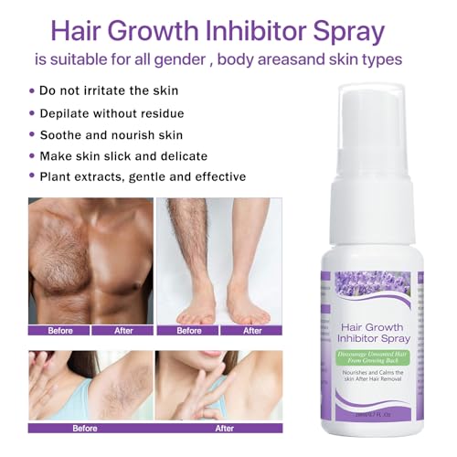 Hair Growth Inhibitor for Face & Body, Permanent Hair Removal Spray– Reduces Hair Growth, Gentle & Effective, Moisturizes Skin, Lightens Regrowth, for Face, Underarms, Legs, Bikini Line, Arms(1PCS)