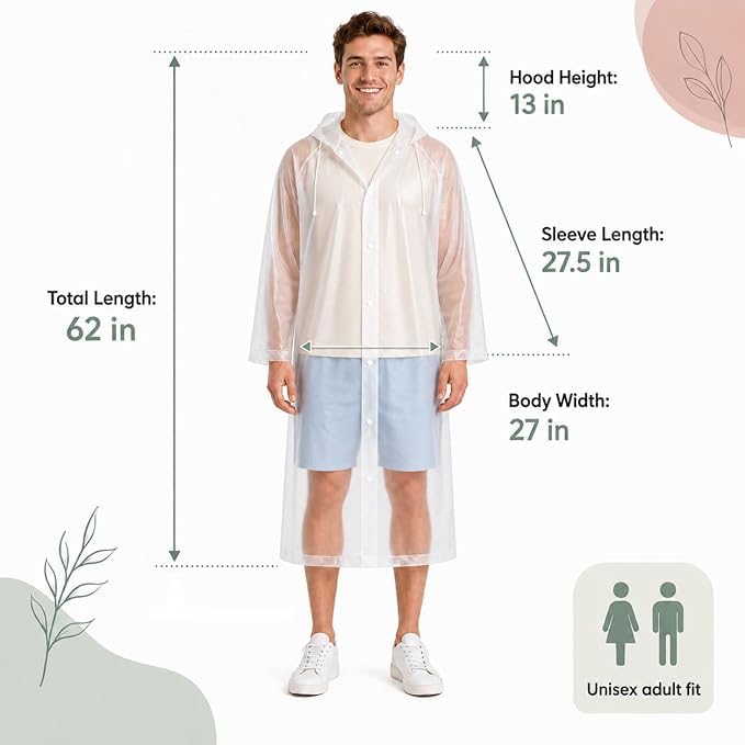 Image of Krystle EVA Waterproof Rain Coat Hooded Outdoor Water Resistant Suit Portable Men and Women (Pack of 1) (Universal, White)