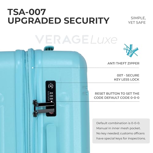 Image of Verage Luxe Romero Set of 2 (M+L) Polycarbonate Hard Shell Luggage with TSA Lock, Lightweight Trolley Suitcase with Double Spinner Wheels, 5-Year International Warranty (24 /28,Turquoise)