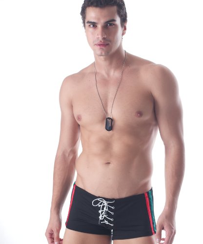 Maillot de bain à lacets noir Wolter football short de bain homme XX-Large