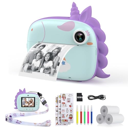 Image of Kids Instant Print Camera, Selfie Digital Camera for Kids with Print Paper & 32G Card, 2.5K Video, Color Pens for DIY, Fun for Girls Boys 3-12 Years Old (CAM42)