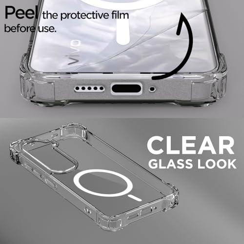 Image of Pikkme Back Cover for Vivo Y400 5G Mag-Safe Shockproof PC + TPU Protective Case Magnetic Support Bumper Case (Transparent Mag-Safe)