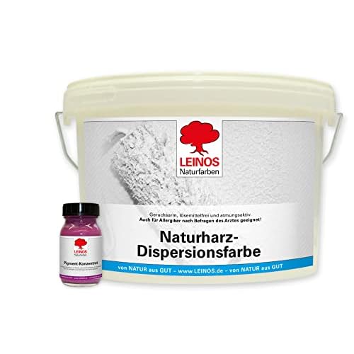 LEINOS Set Wandfarbe | 2,5l Naturharz-Dispersionsfarbe 660 + 75ml Pigment-Konzentrat 668.335 Ultramarin-Rot