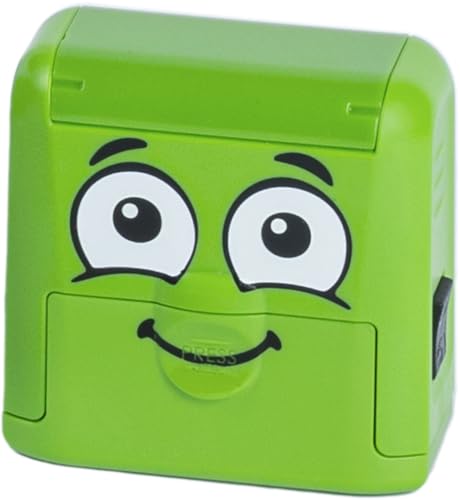 DIY MARKY - Timbro personalizzabile per bambini | Abbigliamento e oggetti per bambini | Inchiostro fino a 1000 impronte | Tutte le superfici | Kit completo con etichette e nastro termoadesivo (Verde)