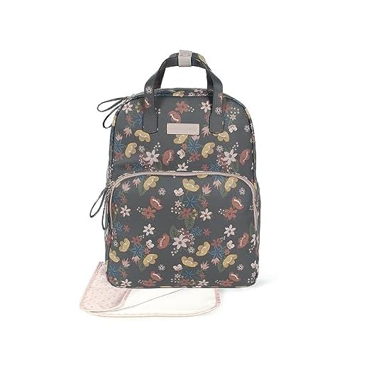 Pasito a Pasito. Mochila Garden. Bolsa Pañalera Amplia para Silla de Paseo. Diseño Cómodo y Versátil con Asas Cortas para Colgar del Cochecito o Correas para Llevar a la Espalda. Color Gris