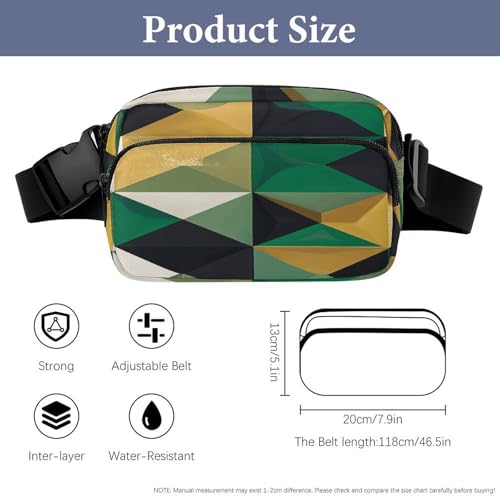 Sac banane de course géométrique noir et vert avec sangle réglable - 2