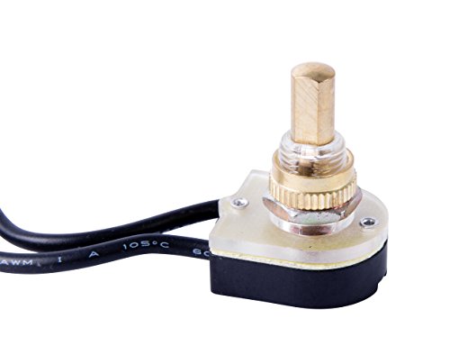 Gardner Bender GSW-25 Double Insulated Electrical Push Button Switch SPST ON-OFF 6 A/125V AC 6 inch Wire Terminal Brass