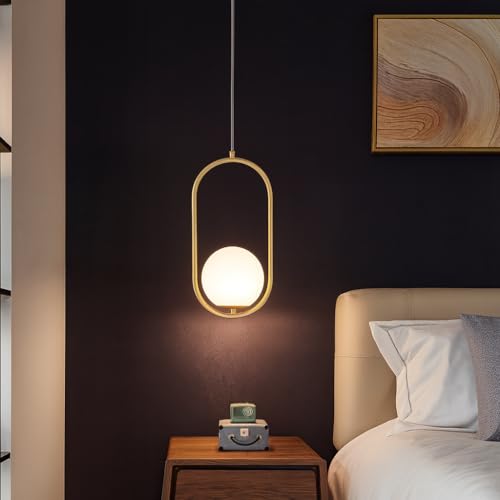 Dopa Lampadario a Sospensione Attacco G9 con Sfera Vetro Bronzo 15CM Design Moderno Altezza Regolabile Elegante per Soggiorno Camera e Comodino