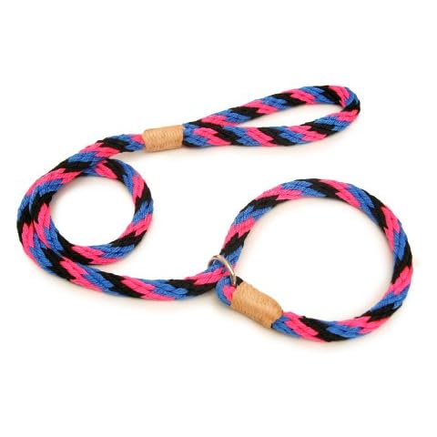 Alvalley Nylon Slip Leashes with Braided Leather Cover