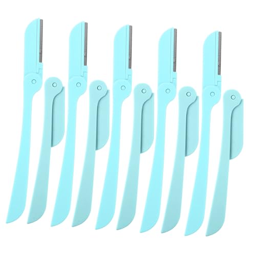 OSOLADY Stainless Steel Eyebrow Razor Kit 10pcs Portable Foldable for Women's Grooming Beauty