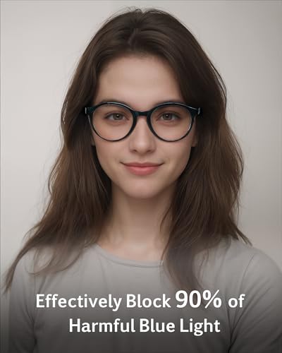 Image of ANRRI Retro Round Blue Light Blocking Glasses Women Men Computer Eyeglasses Anti Blue Light Glasses Anti Eyestrain for Gaming