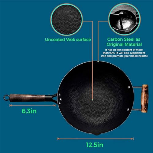 Wok de acero inoxidable con tapa y mango de madera 34 cm miniatura 4