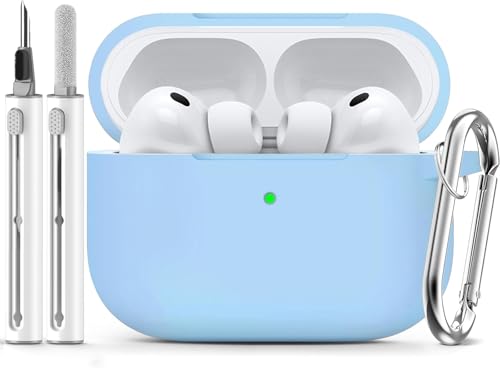 Image of Meyaar for AirPods Pro 3 Case 2025 with Cleaner Kit,Soft Silicone Protective Cases for Apple AirPods Pro 3rd Generation Case for Women Men,AirPod Pro 3 Cases Cover Accessories with Keychain(Sky Blue)