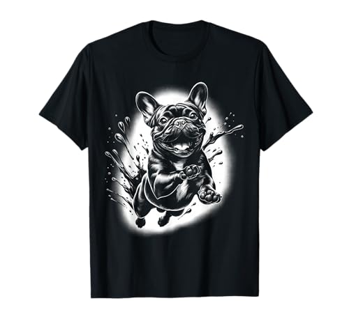 Französische Bulldogge mit coolen Farbklecksen T-Shirt