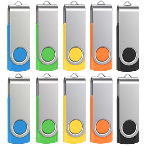 Memoria USB 16GB Pendrives 10 Piezas Uflatek USB 2.0 Giratoria Memoria Flash Multicolores 16 GB Pen Drive Portátil Pendrive Almacenamiento de Datos
