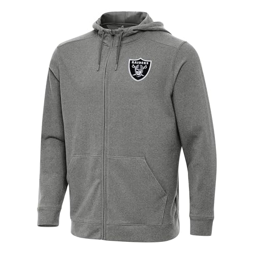 Antigua Men's Heather Black Las Vegas Raiders Effortless Full-Zip Hoodie