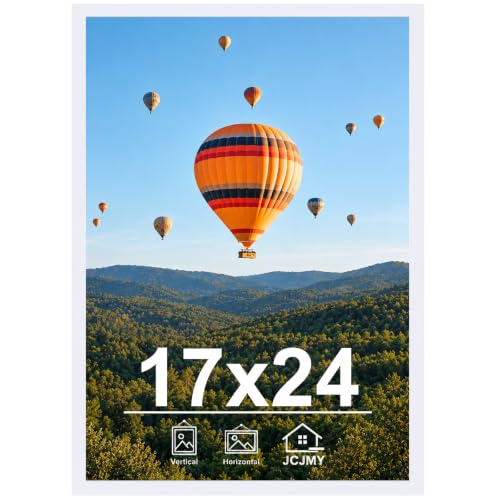 JCJMY 17x24 Picture Frame White for Poster & Photo, Horizontal & Vertical Formats, Wall Hanging, 17 x 24 Gallery Frame