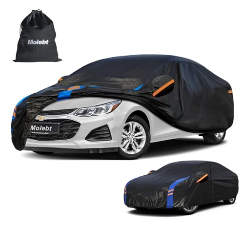 Image of Custom Fit Car Cover for Chevrolet Chevy Cruze (2009-2026) Waterproof, Upgraded Waterproof All Weather Outdoor Auto Cover with Driver Door Zipper & Mirror Pockets, UV /Snow /Dust Protection