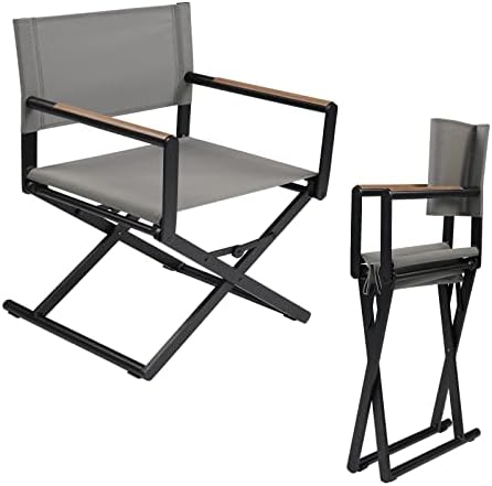 Grand patio Outdoor & Indoor Aluminum Mesh Folding Directors Chair Folding Camping Chair Hunting Chair Easy Carry for Garden Pool, Les Vans Grey