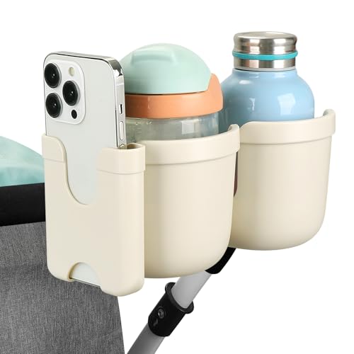 Image of Accmor Stroller Cup Holder with Phone Holder, Bike Cup Holder, Universal Cup Holder for Uppababy Nuna Doona Strollers, 2-in-1 Cup Holder for Walker, Wheelchair, Scooter