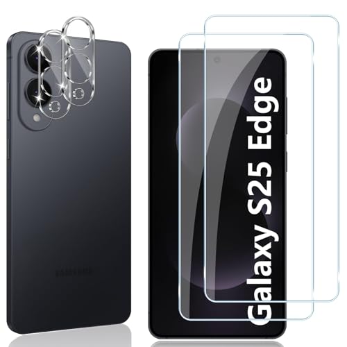 Image of PreCure (2+2) Tempered Glass for Samsung Galaxy S25 Edge 5G | 2 Screen Protectors + 2 Camera Lens Protectors | 9H Hardness | Ultra HD Clarity | Anti-Scratch