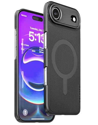 ENCASED Ultra Thin Case for iPhone Air (2025) Compatible with MagSafe, Super-Slim Magnetic Snap-On Rubberized Grip Cover (iPhone 17 Air), Matte Black