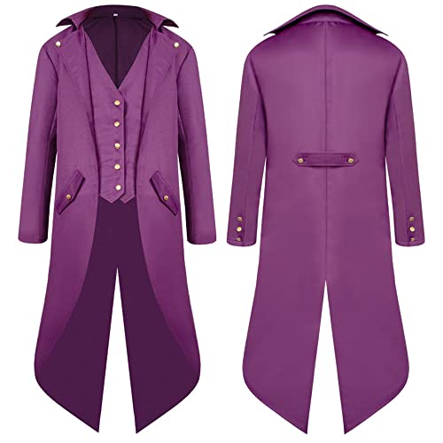 TMOYJPX Disfraz medieval Hombre Disfraces Chaqueta Steampunk Vintage Levita Victoriana Gótica,...