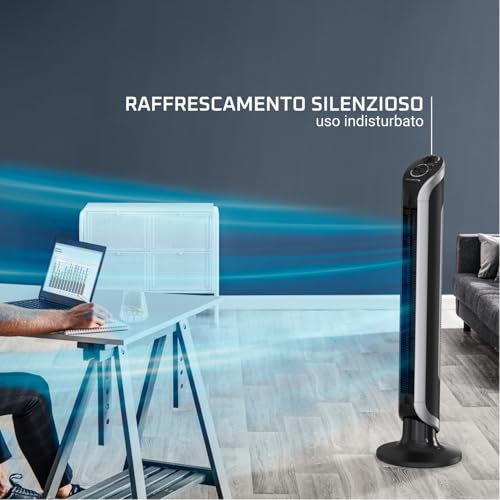 Rowenta Eole Infinite Ventilatore a Torre, Potente e Silenzioso, Risparmio Energetico, Fino a 3 Velocità, oscillazione fino a 180°, Timer, VU6620 - Immagine 2