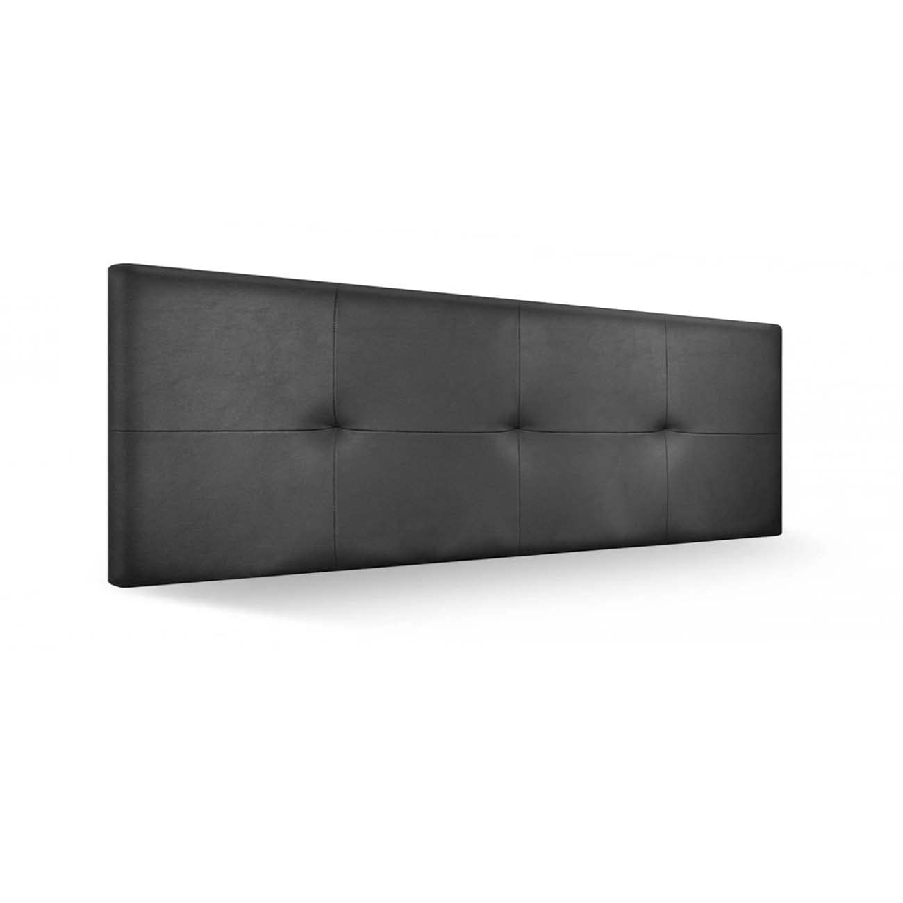 Cabecero tapizado en Polipiel Modelo Malaga 3. Cabezal para Cama de Matrimonio o Juvenil. Cabeceros de 50 de Altura. (Negro, para Cama de 180 (Medidas 190x50x5))