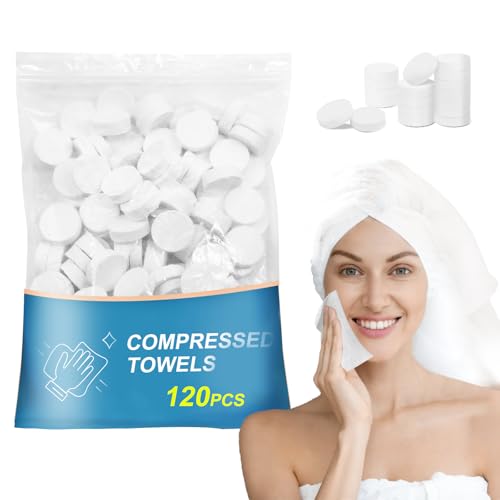 Lagincig 120 PCS Compressed Towels Bulk Coin Tissues Portable Mini Disposable Face Compressed Camping Towels for Travel Home Hotel and Outdoor Activities