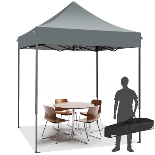 COBIZI 2x2M Faltpavillon Pavillon Wasserdicht Stabil Winterfest, Einfach Aufzubauendes Kommerzielles Hochleistungszelt, UV Schutz 50+ 3 Höhenverstellbar, Partyzelt mit Tragetasche, Grau