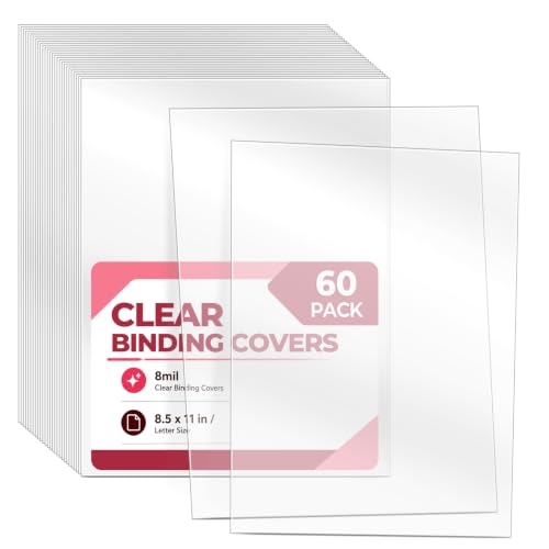 VOKOY 60 Pack Clear Binding Covers 8 Mil, 8.5x11 Inch