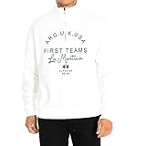 Colore: Off White La Martina - Herren-Sweatshirt aus 100% Baumwolle mit Reißverschlusskragen, Oversized Modell, Off White, Man