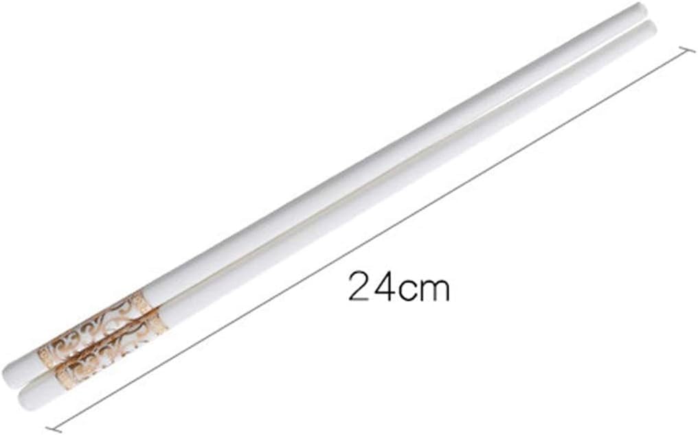 Baguettes lavables au Lave-Vaisselle, Lot de 5 Paires de Baguettes réutilisables en céramique, Coffret Cadeau de Baguettes en Porcelaine Blanche(10)